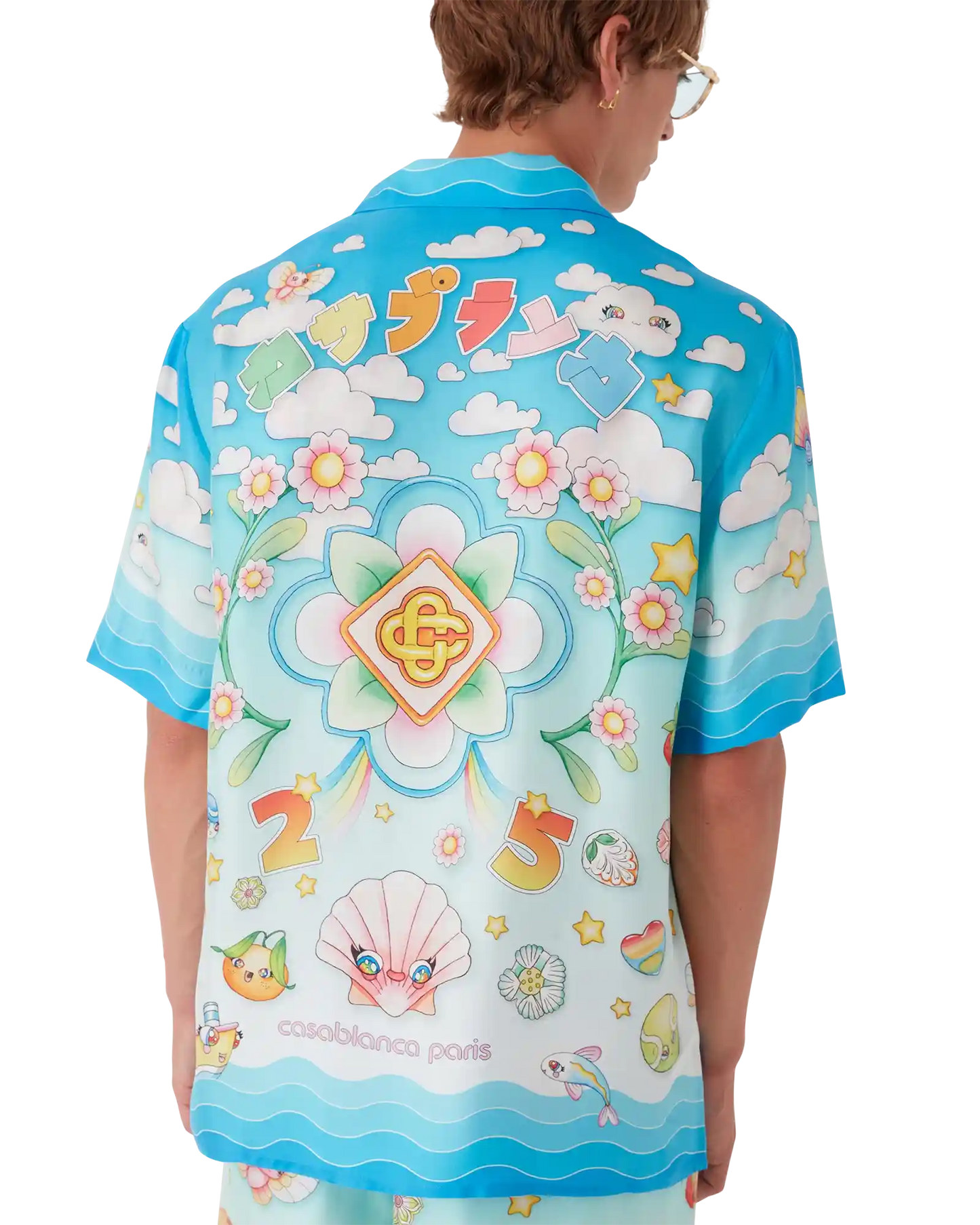 Kawaii Motif Short Sleeve Silk Twill Shirt