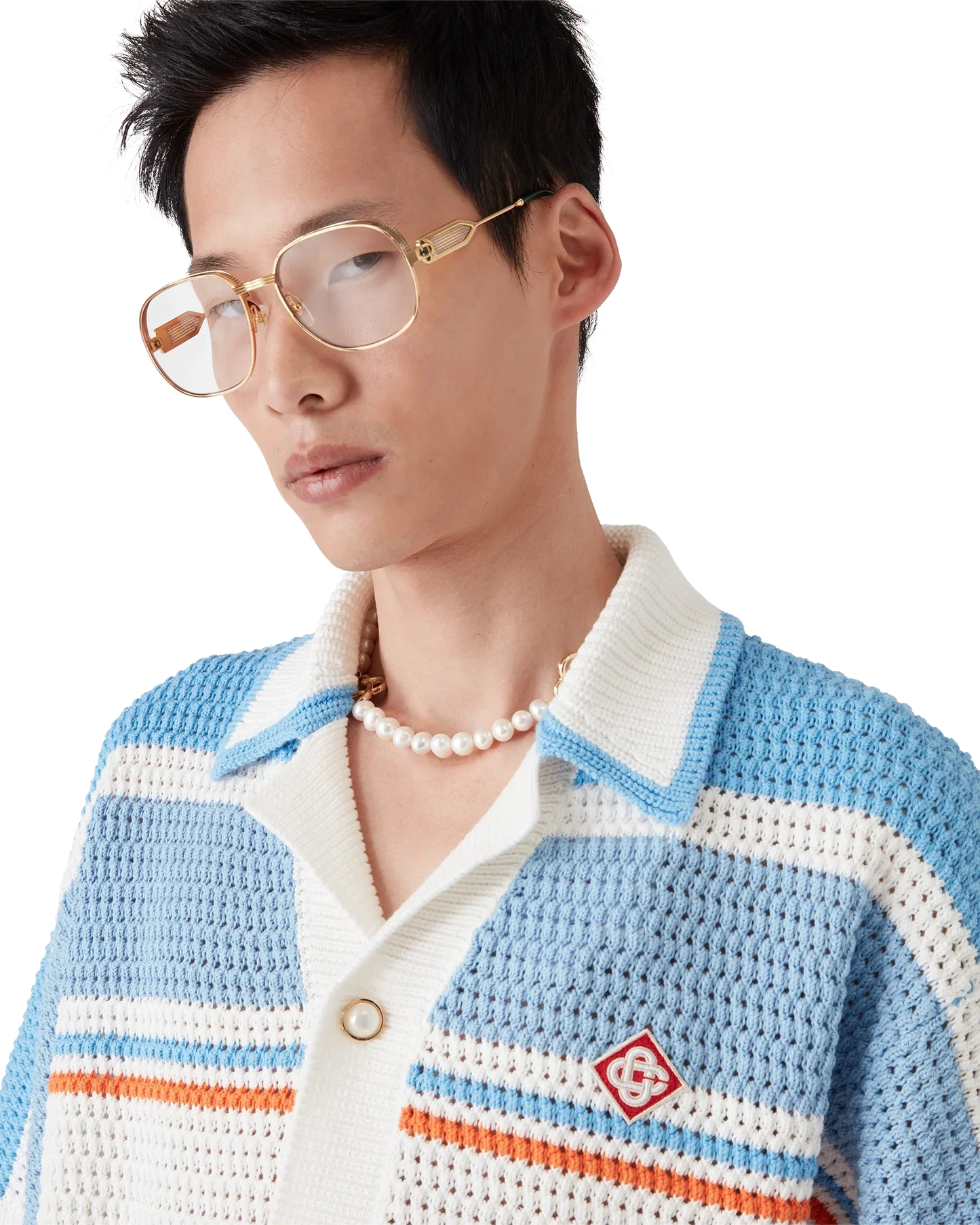 Cotton Tennis Short Sleeve Crochet Shirt
