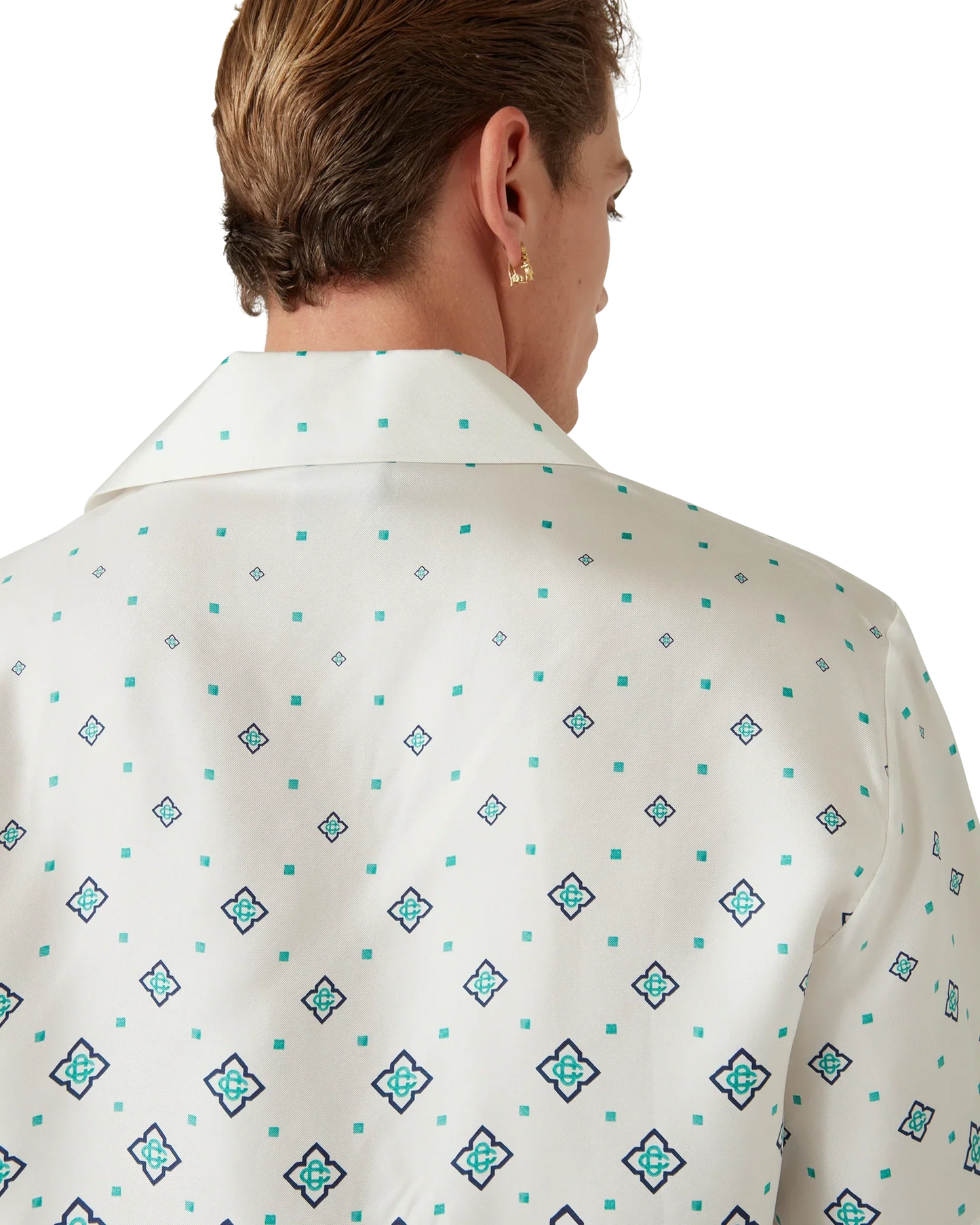 Gradient Monogram Short-Sleeve Silk Shirt