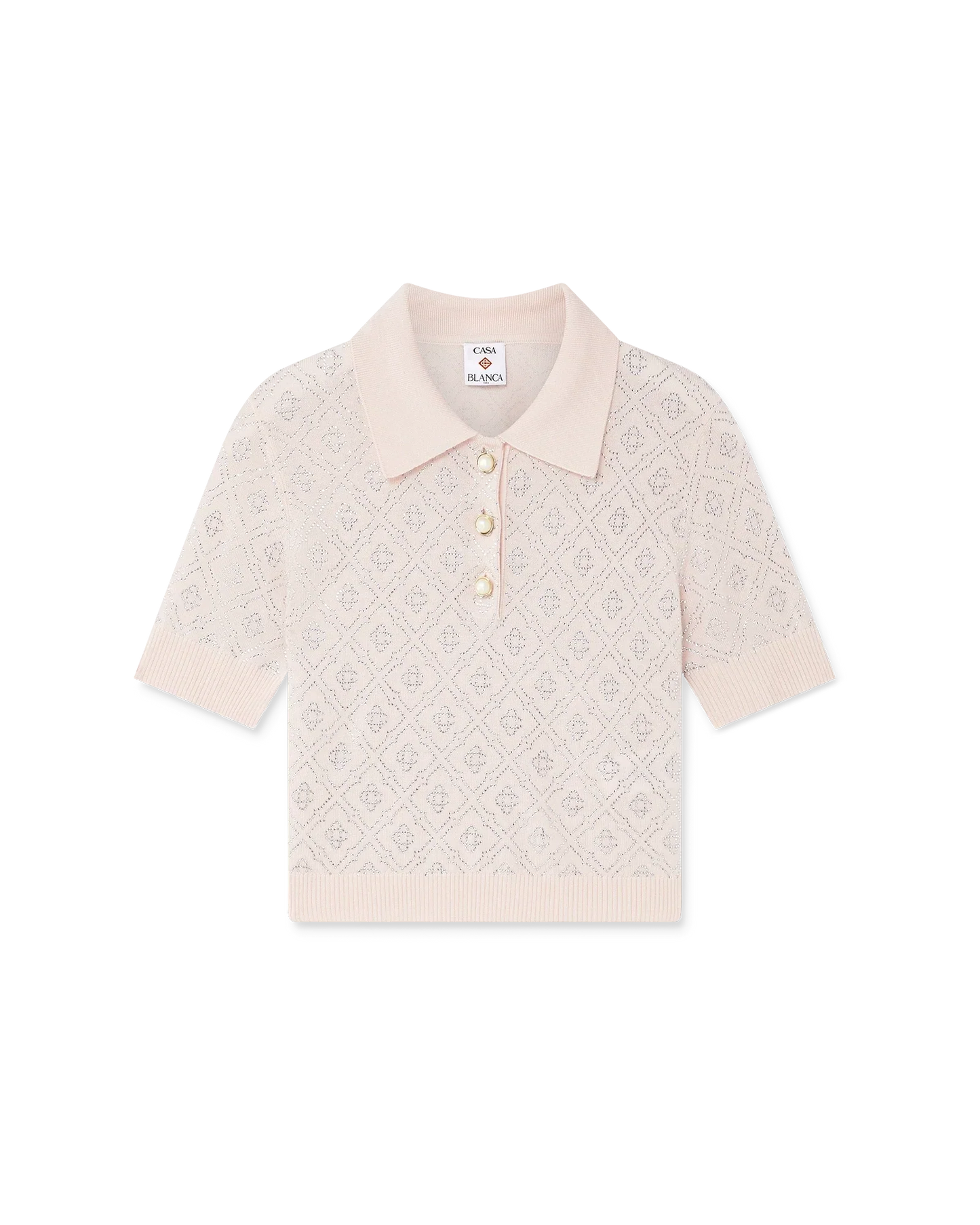 Crystal Monogram Knit Polo Shirt