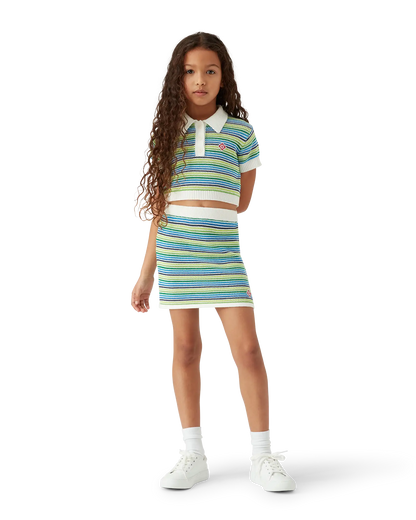 Children's Stripe Short Sleeve Crochet Top
