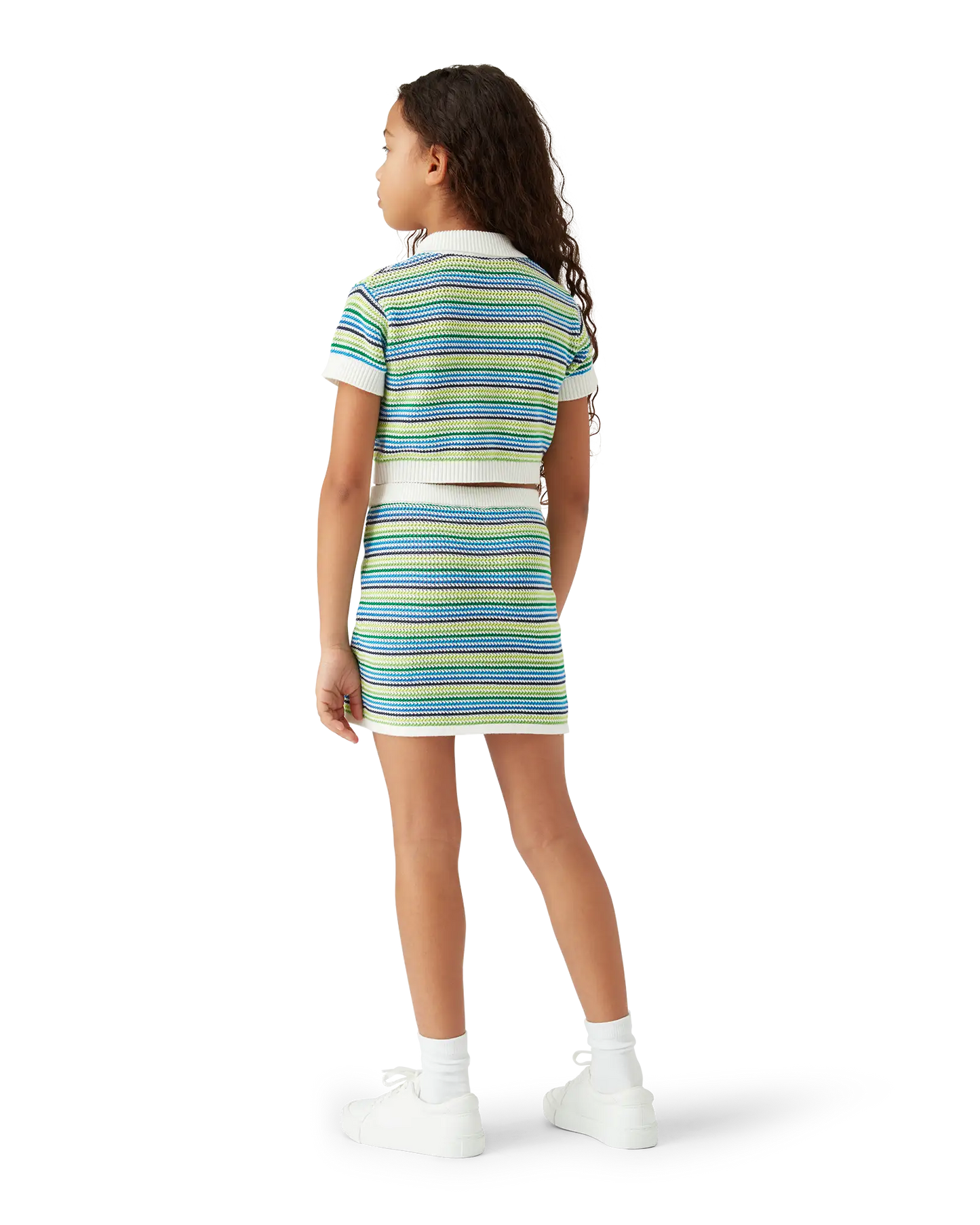 Children's Stripe Short Sleeve Crochet Top