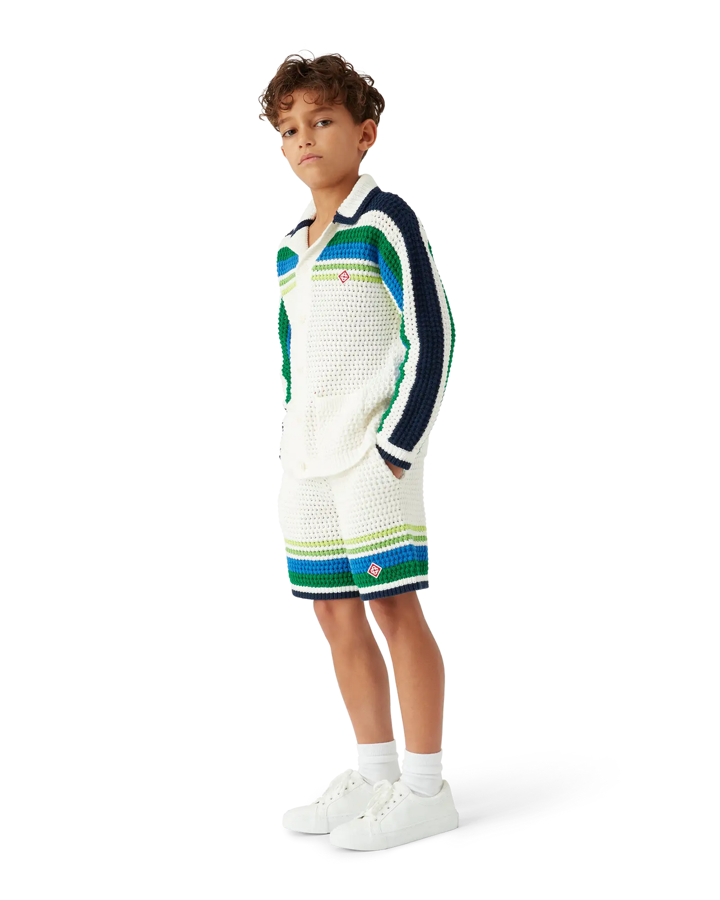 Children's Tennis Stripe Long Sleeve Knit Shirt