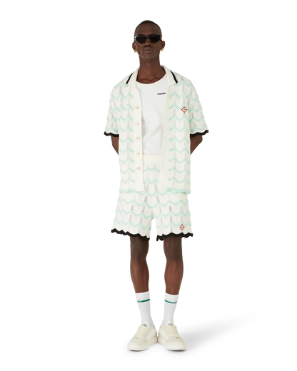Gradient Wave Cotton Crochet Shorts