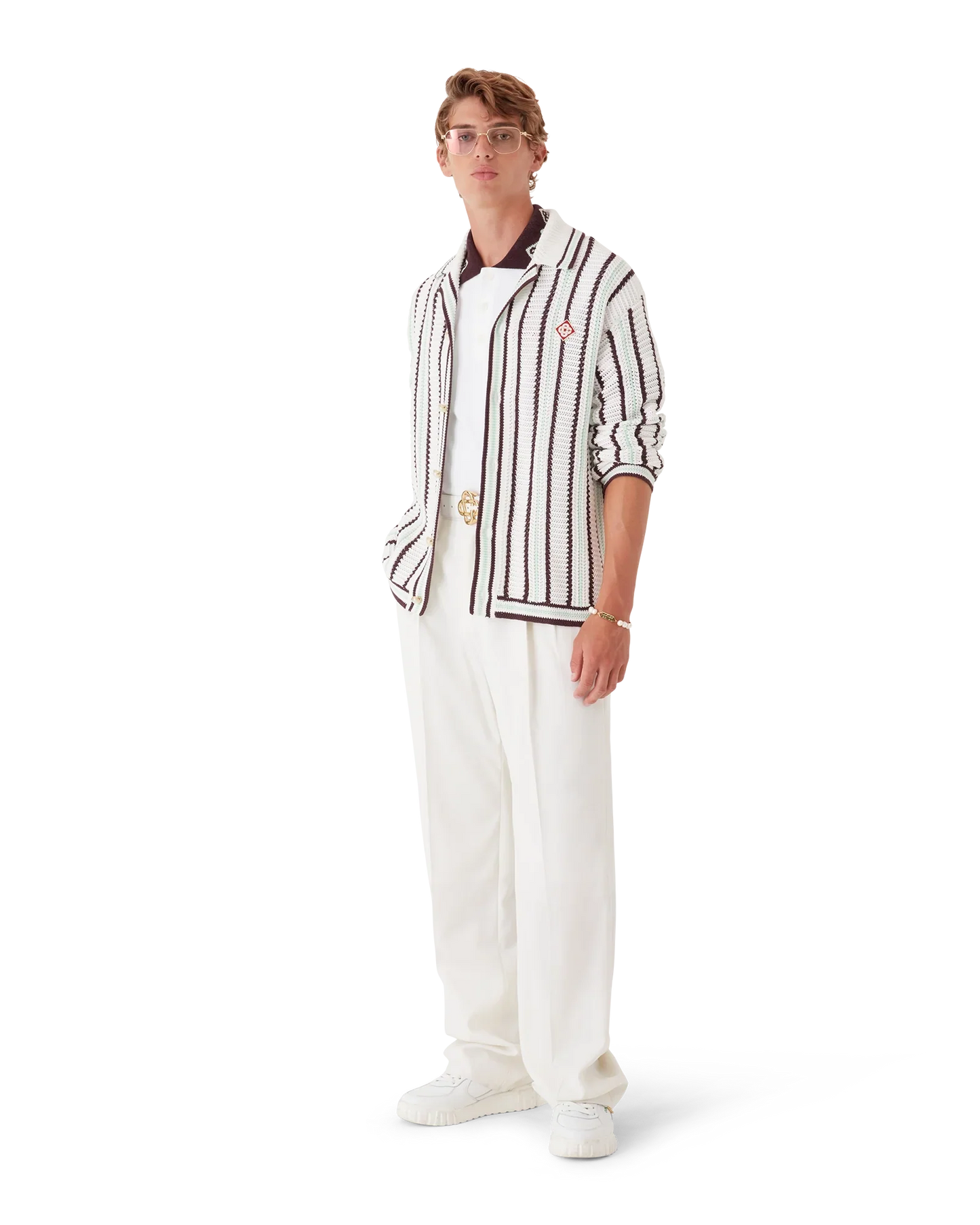 Striped Cotton Crochet Shirt