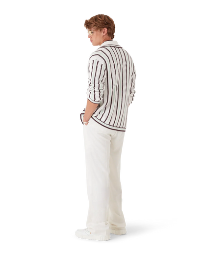 Striped Cotton Crochet Shirt