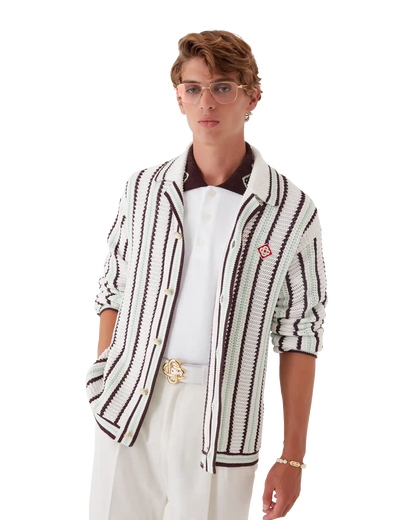 Striped Cotton Crochet Shirt