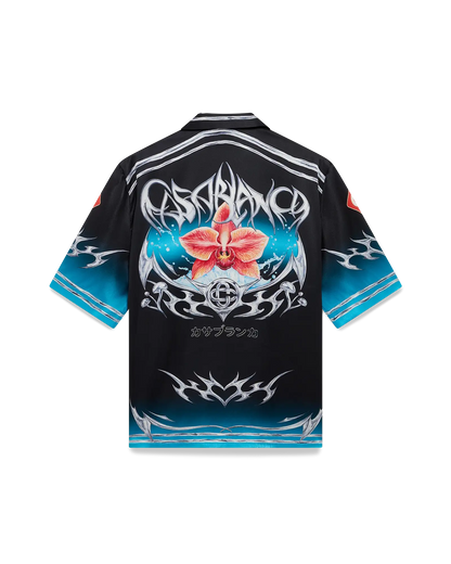 Blades  Short Sleeve Silk Satin Shirt