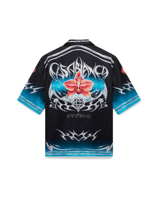 Blades  Short Sleeve Silk Satin Shirt