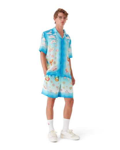 Kawaii Motif Short Sleeve Silk Twill  Shirt
