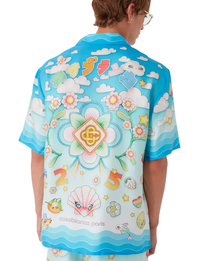 Kawaii Motif Short Sleeve Silk Twill  Shirt