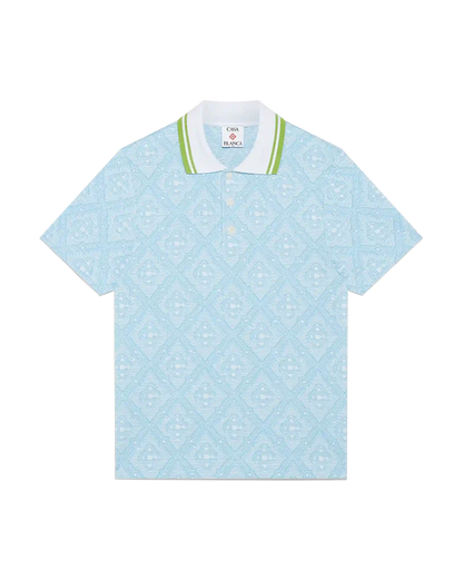 Pale Blue Jacquard Short Sleeve Jacquard Polo Shirt