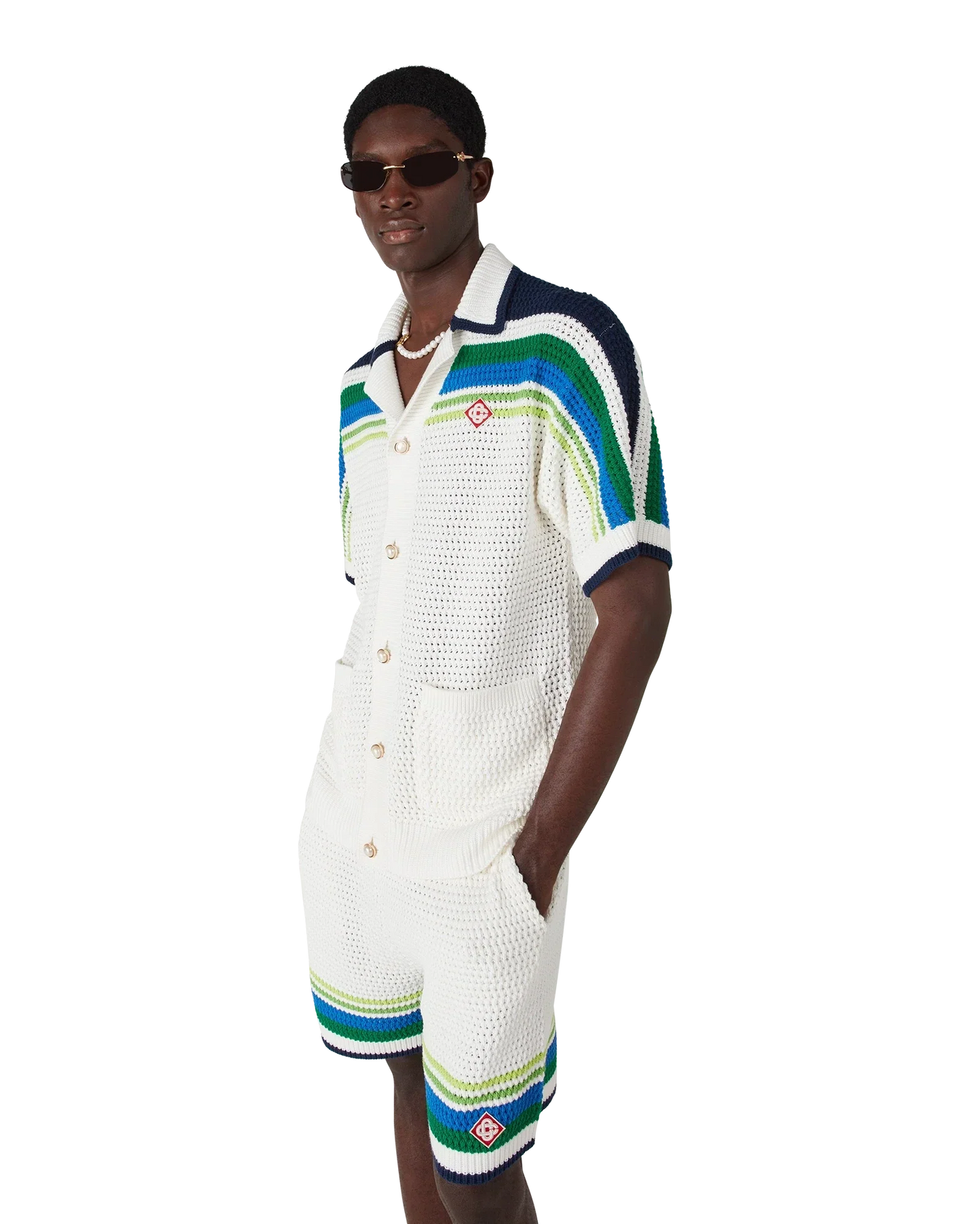 Stripe Short Sleeve Knitted Shirt