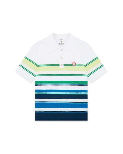 Gradient Stripe Short Sleeve Polo Shirt