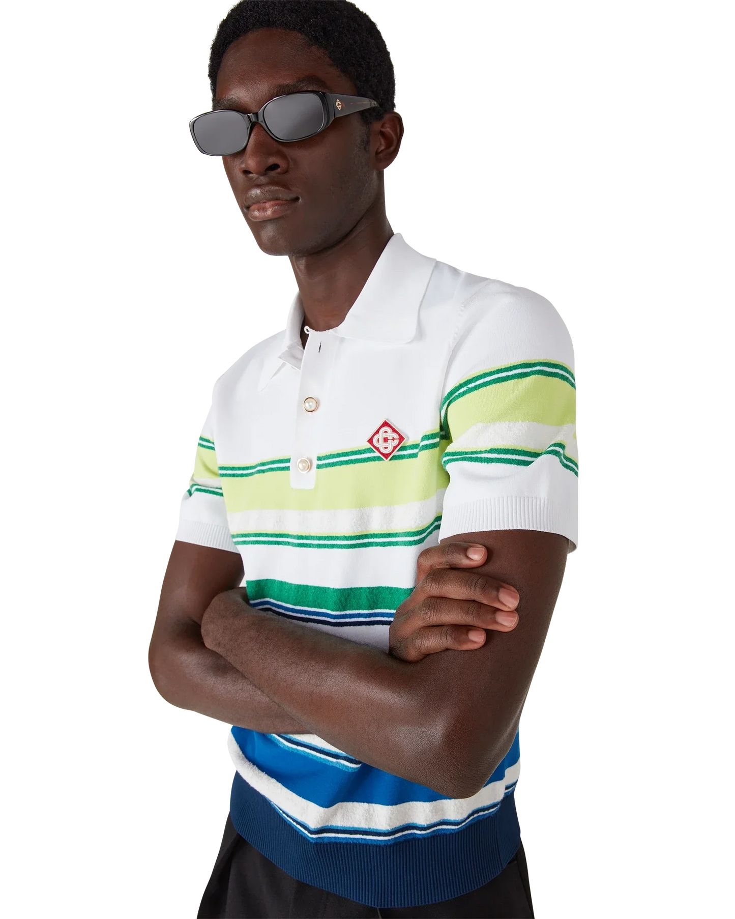 Gradient Stripe Short Sleeve Polo Shirt