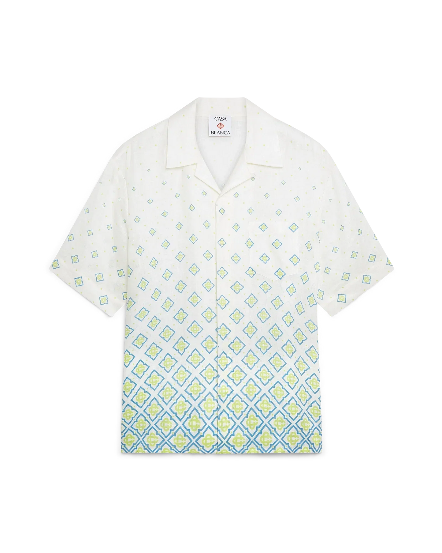 Degrade Monogram Short Sleeve Linen Shirt