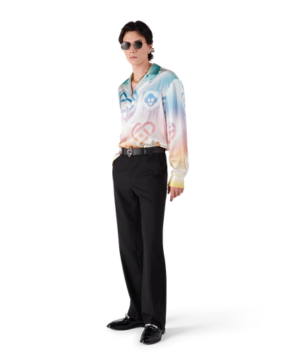 Halftone Logo Long Sleeve Silk Shirt