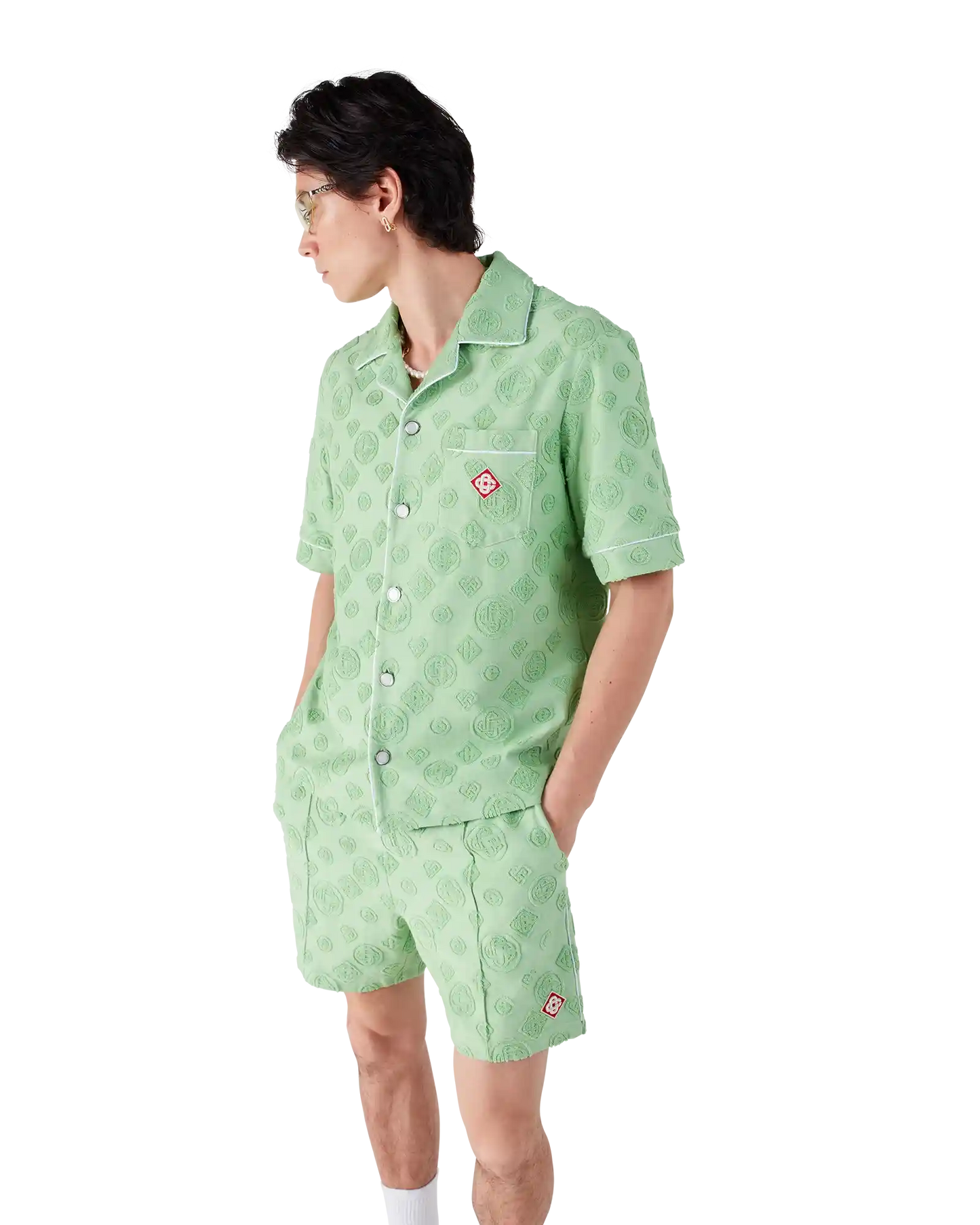 Towelling Monogram Short Sleeve Shirt