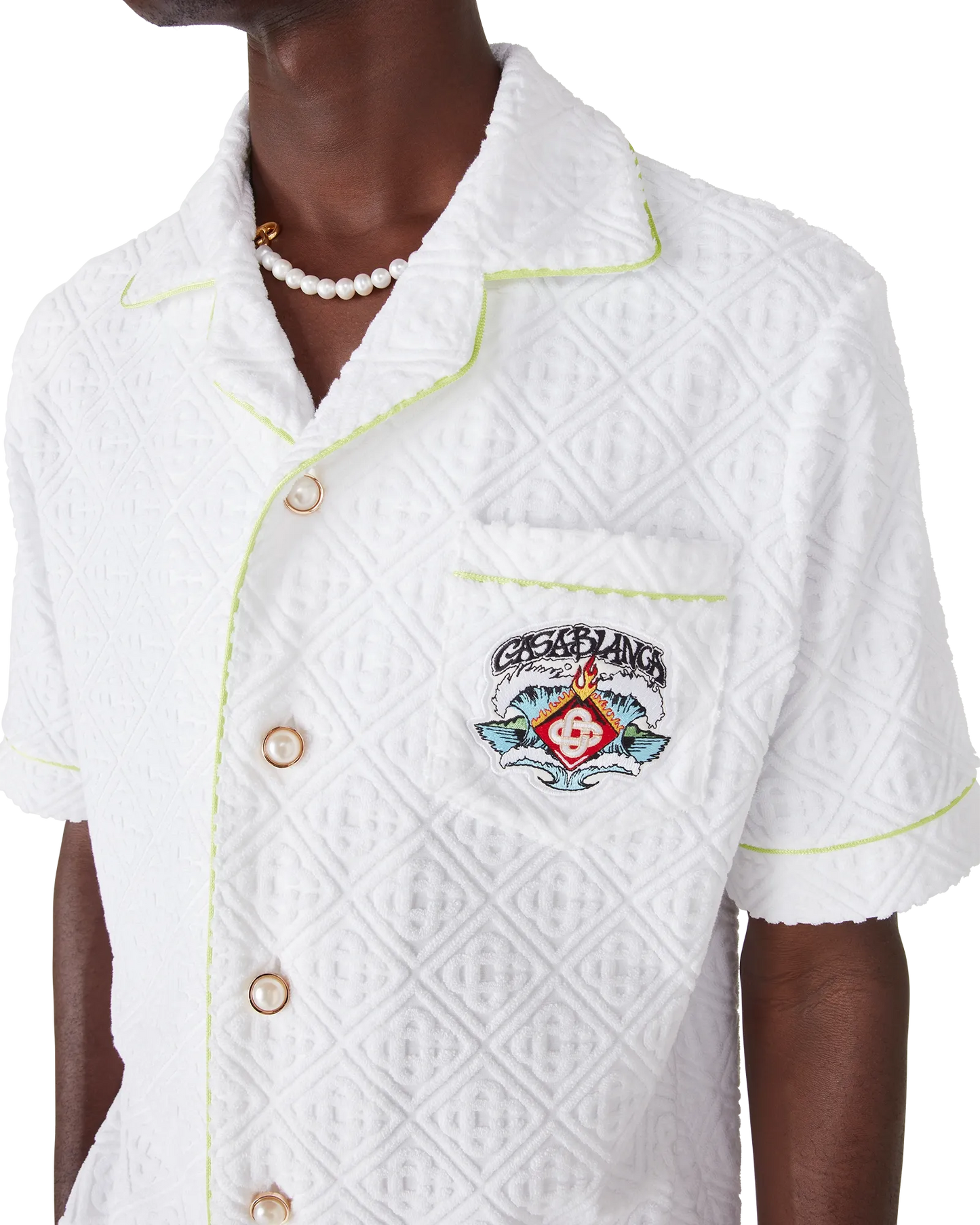 White Short Sleeve Towelling Shirt