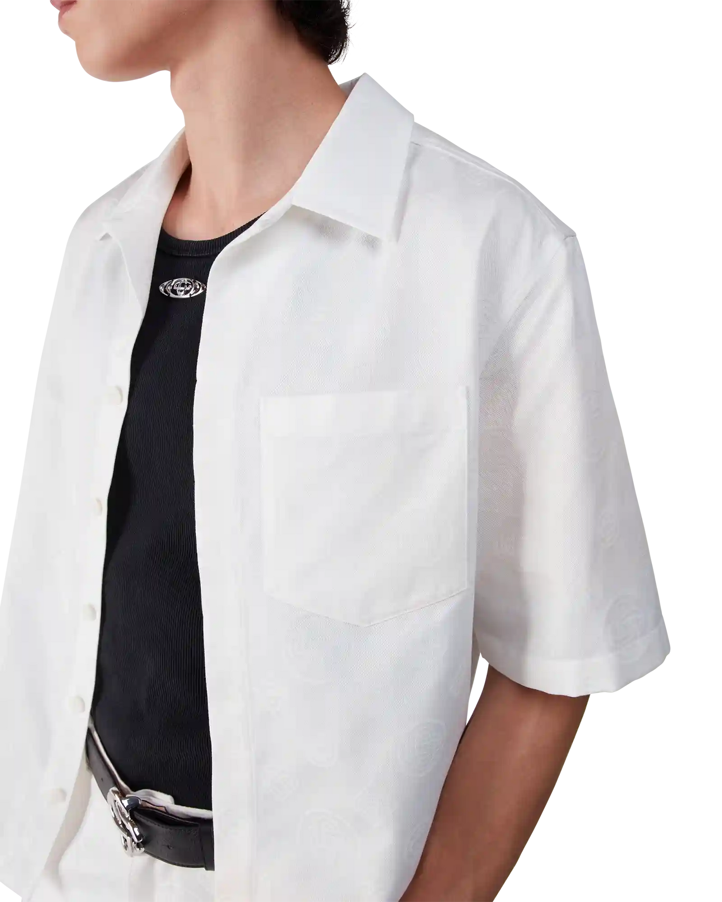 White Monogram Short Sleeve Shirt