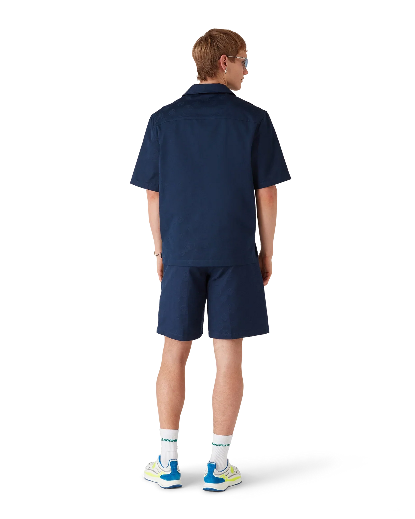 Navy Monogram Short Sleeve Shirt