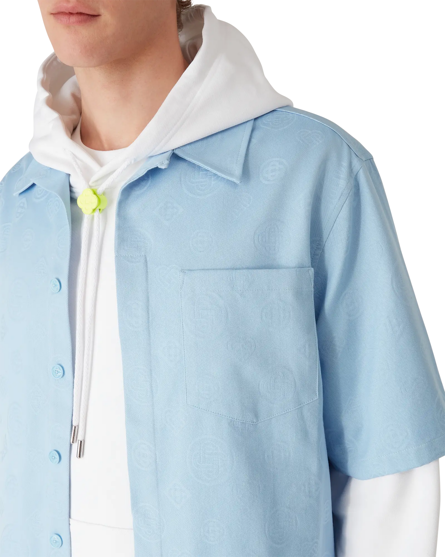Light Blue Monogram Short Sleeve Shirt