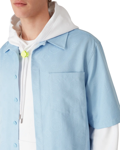 Light Blue Monogram Short Sleeve Shirt