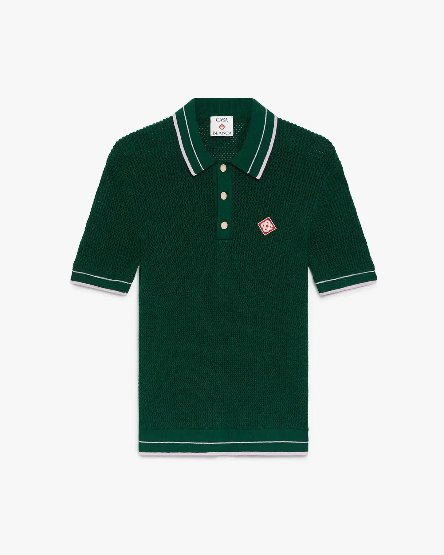 Green Crochet Short Sleeve Polo Shirt