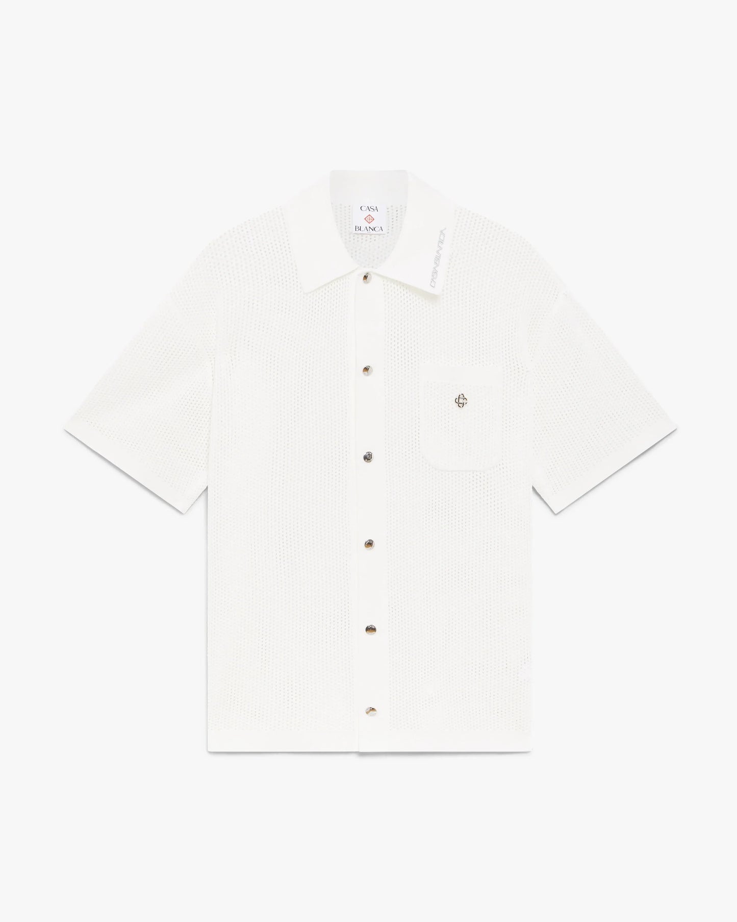 White Short Sleeve Mesh Shirt