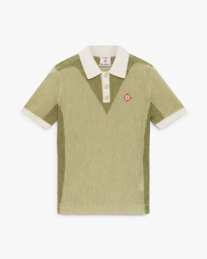Vertical Stripe Short Sleeve Polo Shirt
