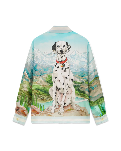 Dalmatian A La Montange Long Sleeve Silk Shirt