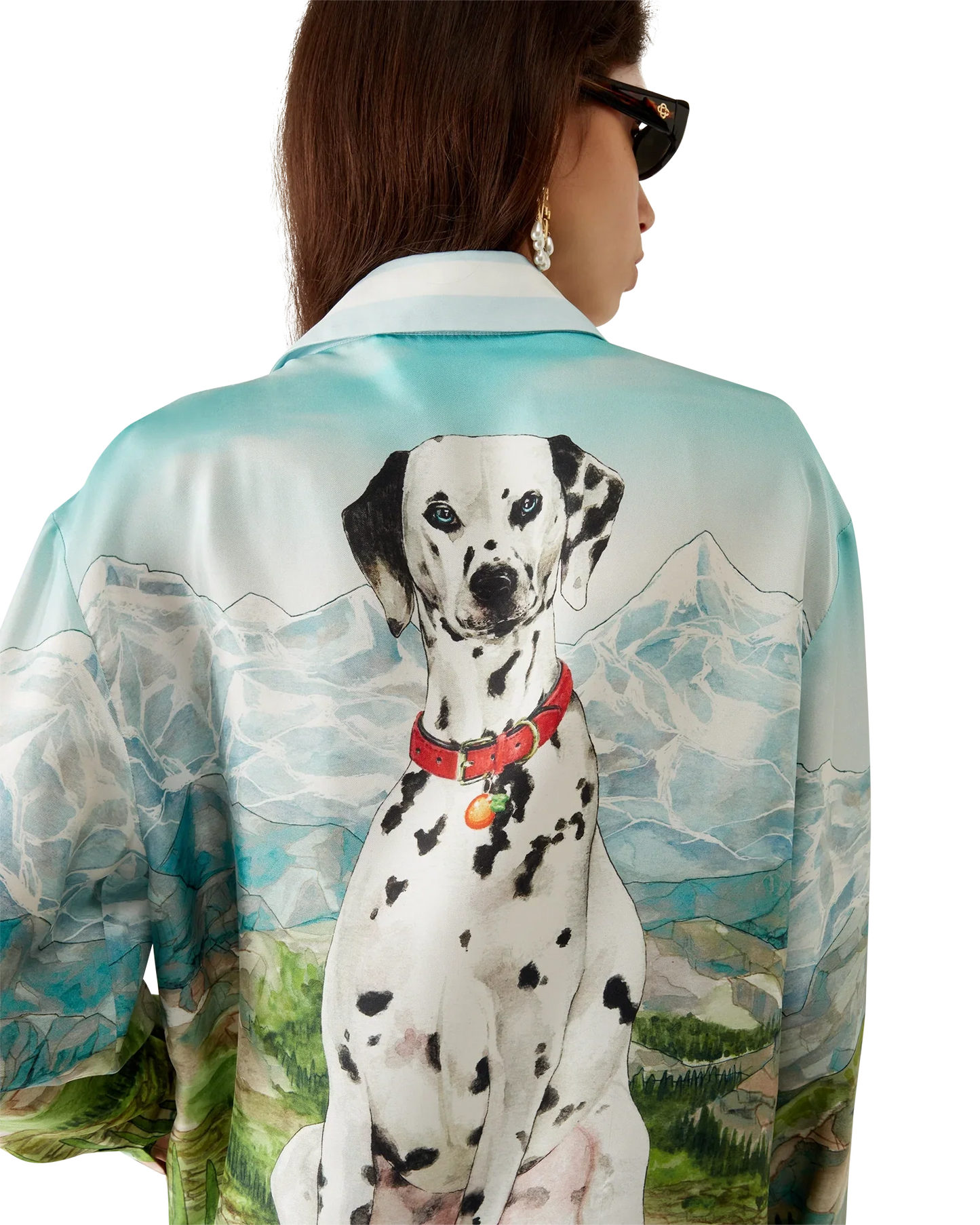 Dalmatian A La Montange Long Sleeve Silk Shirt