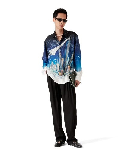 Vol De Nuit Long Sleeve Silk Shirt