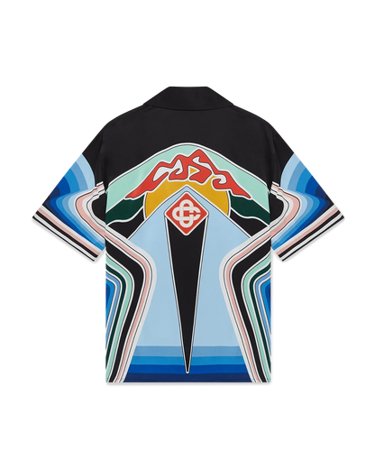 Graphic Mountain Short Sleeve Silk Shirt