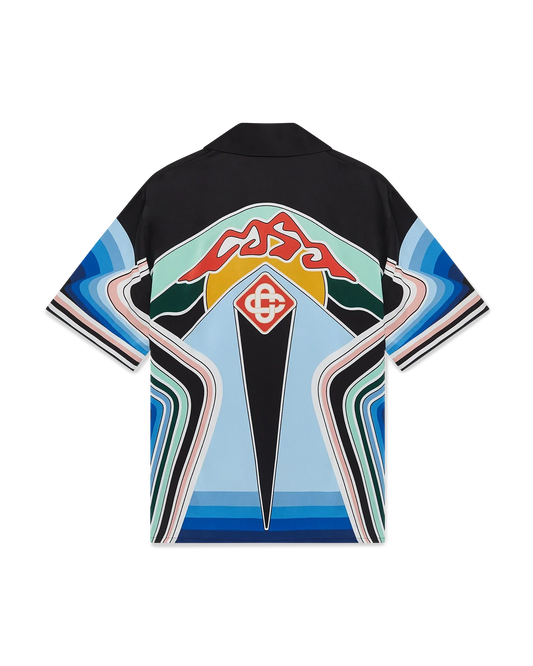 Graphic Mountain Short Sleeve Silk Shirt