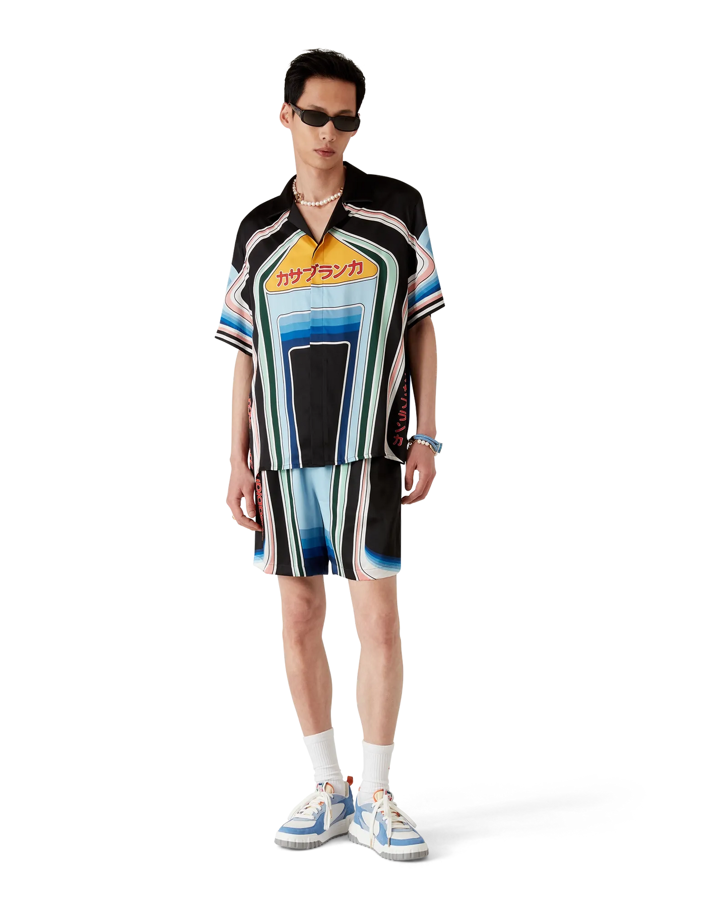 Graphic Mountain Short Sleeve Silk Shirt