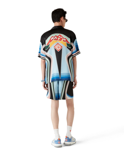 Graphic Mountain Short Sleeve Silk Shirt