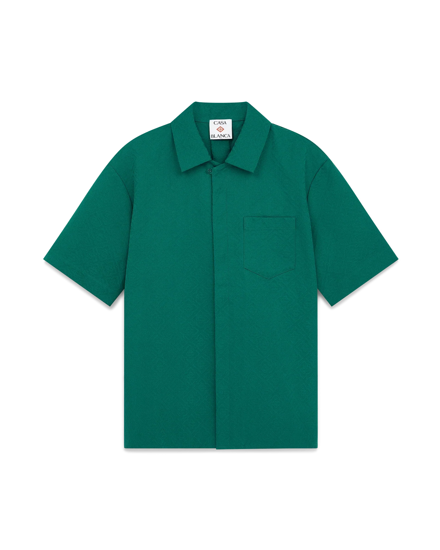 Cotton Monogram Short Sleeve Jacquard Shirt