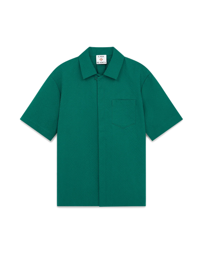 Cotton Monogram Short Sleeve Jacquard Shirt