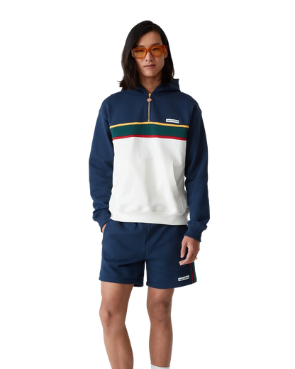 Colourblock Quarter Zip Hooded Sweatshirt