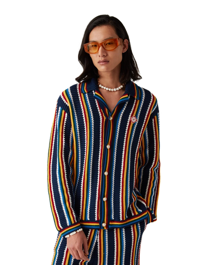 Crochet Long Sleeve Stripe Shirt