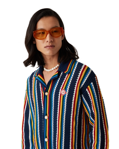 Crochet Long Sleeve Stripe Shirt