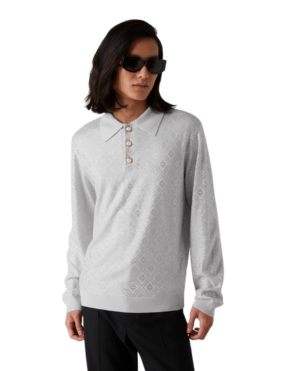 Crystal Monogram Knit Polo Shirt