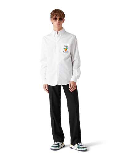 Embroidered Orange Oxford Shirt