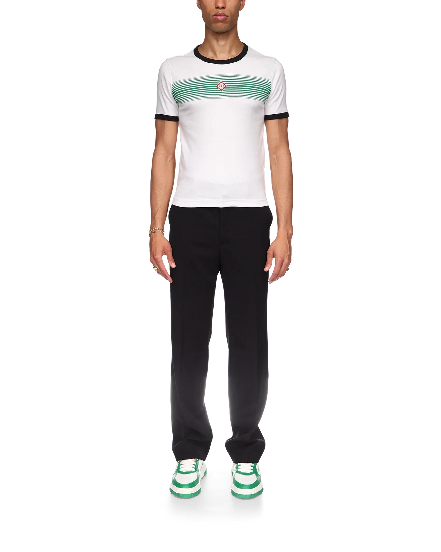 Gradient Stripe Ringer Short Sleeve T-Shirt