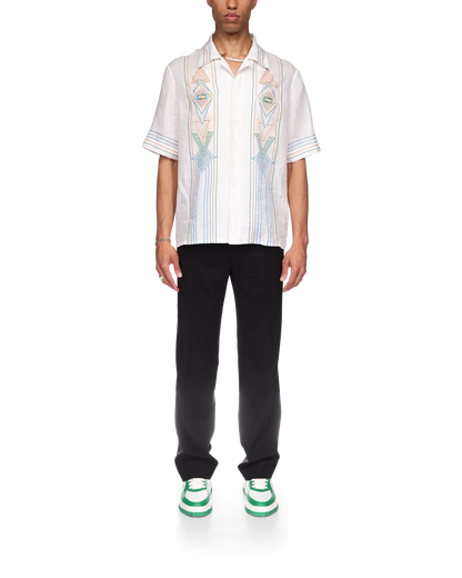 Le Fil De La Musique Short Sleeve Linen Shirt
