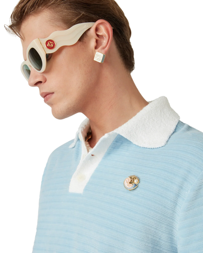Velour Stripe Polo Shirt