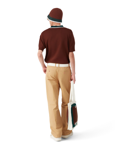 Cable Knit Oversized Polo Shirt