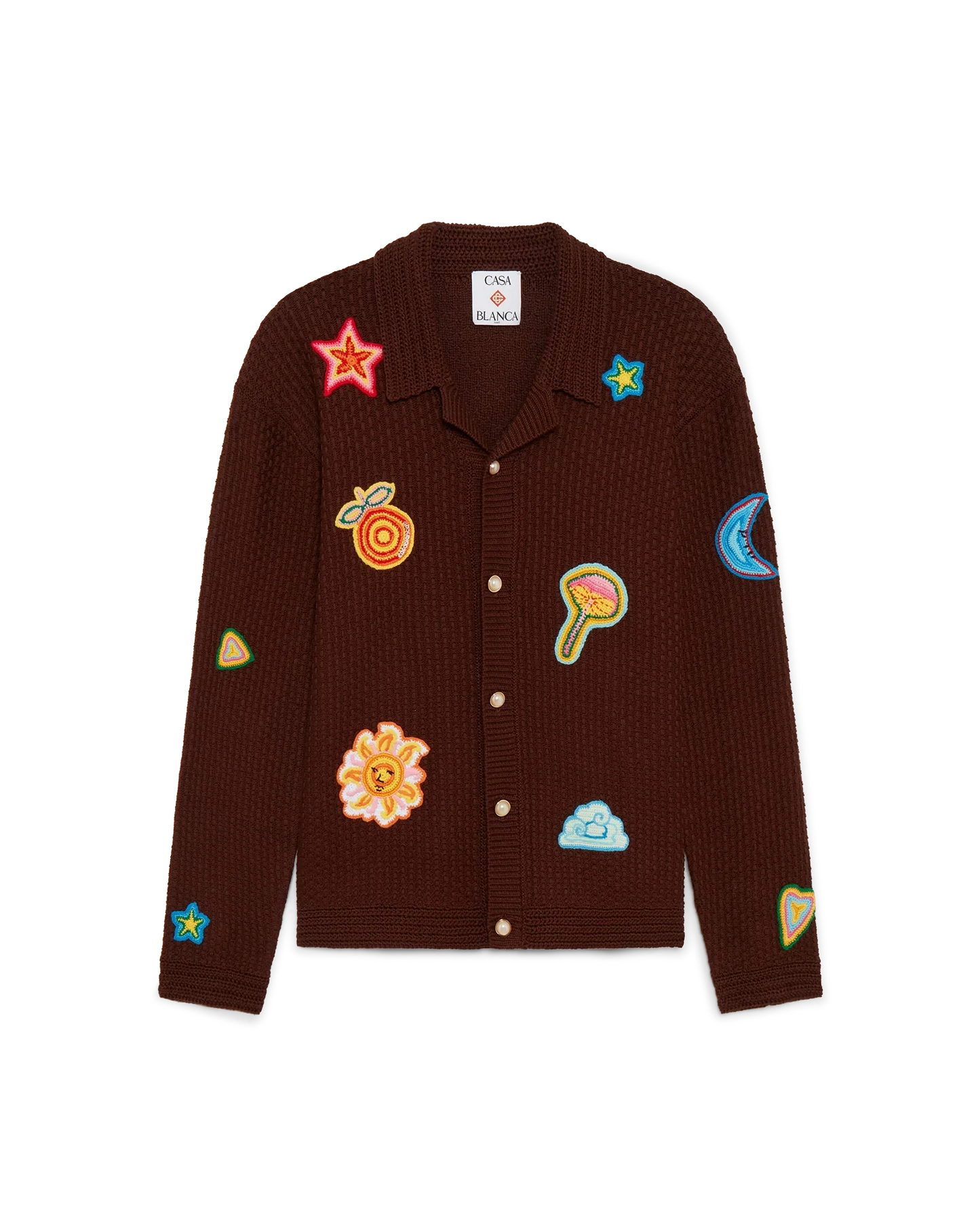 Motif Long Sleeve Crochet Shirt
