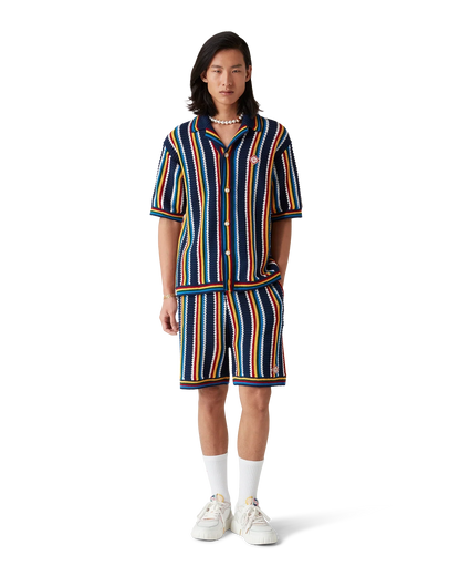 Crochet Short Sleeve Stripe Shirt